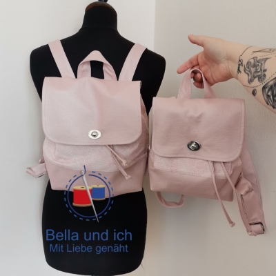 Mama-Tochter Rucksack Set aus Tragetuch und Kunstleder